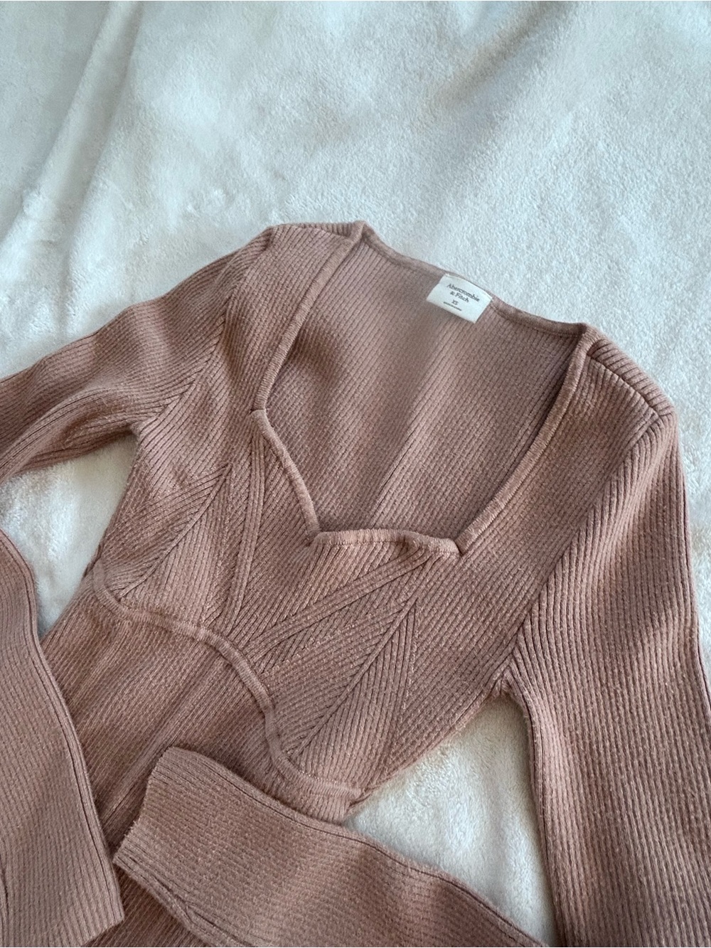 Abercrombie & Fitch Ribbed Knit Bodysuit - Mocha Brown